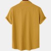 Solid color double pocket linen short sleeve shirt for men Solid color double pocket linen short sleeve shirt for men