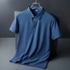 Summer new high-end men's ice silk seamless business short-sleeved lapel polo shirt Summer new high-end men's ice silk seamless business short-sleeved lapel polo shirt