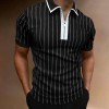 Short sleeve striped zip summer polo for men P1124 Short sleeve striped zip summer polo for men P1124