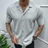 New solid color short-sleeved shirt men's casual cardigan