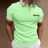 Men's short sleeve polo shirt with check and color block pattern P1043