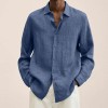 New loose solid color cotton and linen shirt for men New loose solid color cotton and linen shirt for men