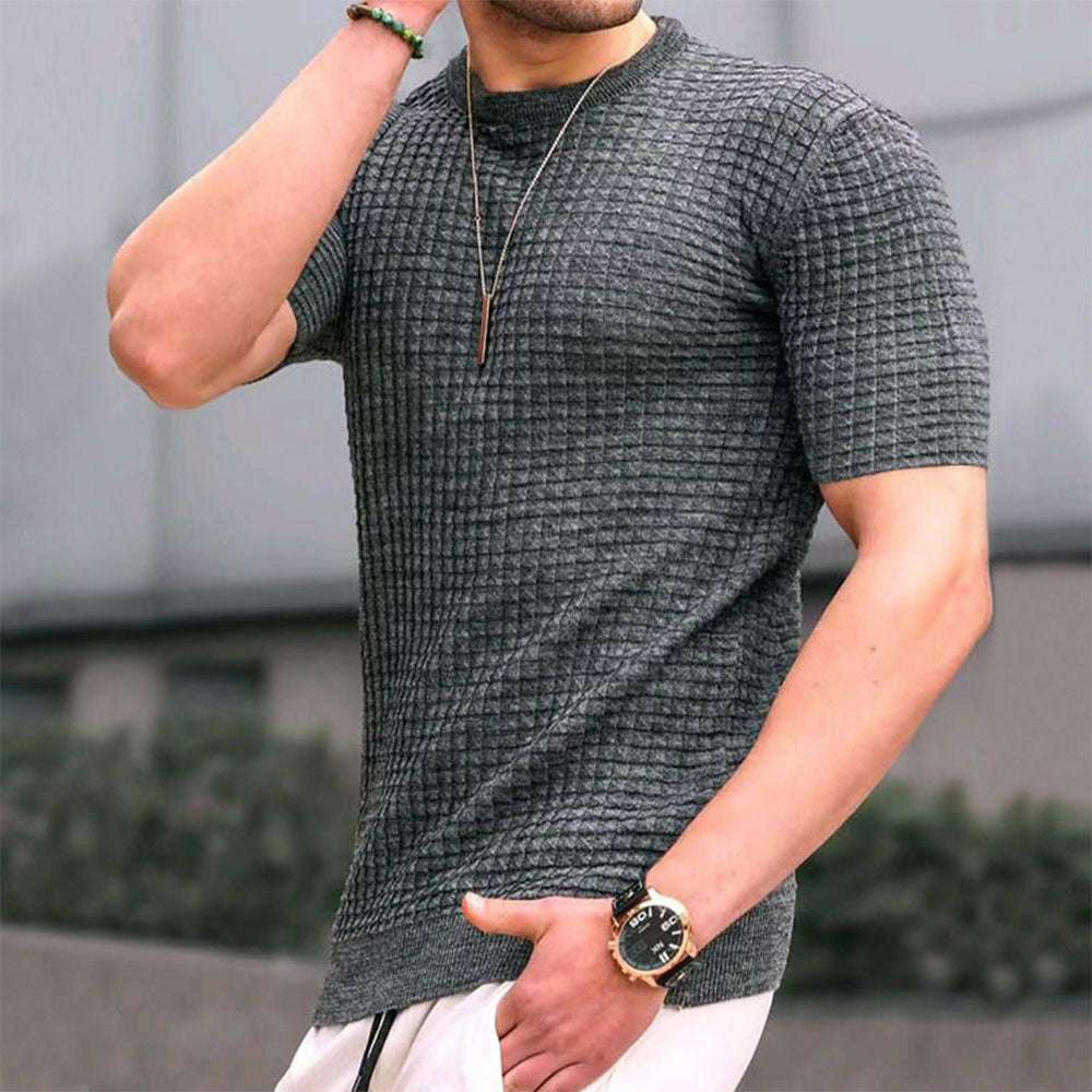 Men's crew neck t-shirt with small checks Men's crew neck t-shirt with small checks