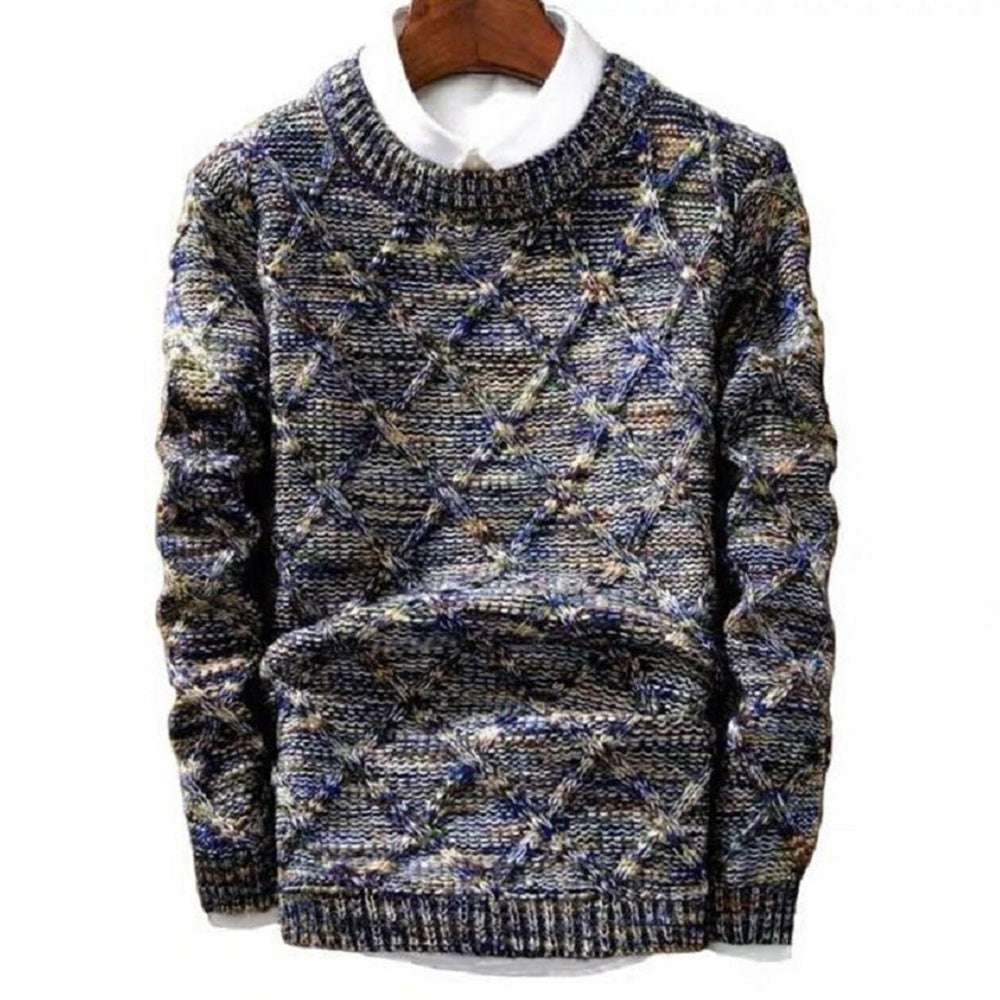 Men's round neck thickened slim trendy sweater