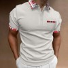 Men's short sleeve polo shirt with check and color block pattern P1043