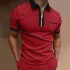 Fashion men's color block zip collar short sleeve polo shirt P1132 Fashion men's color block zip collar short sleeve polo shirt P1132