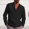 Men's Long Sleeve V Neck Casual Beach Linen Shirt Men's Long Sleeve V Neck Casual Beach Linen Shirt