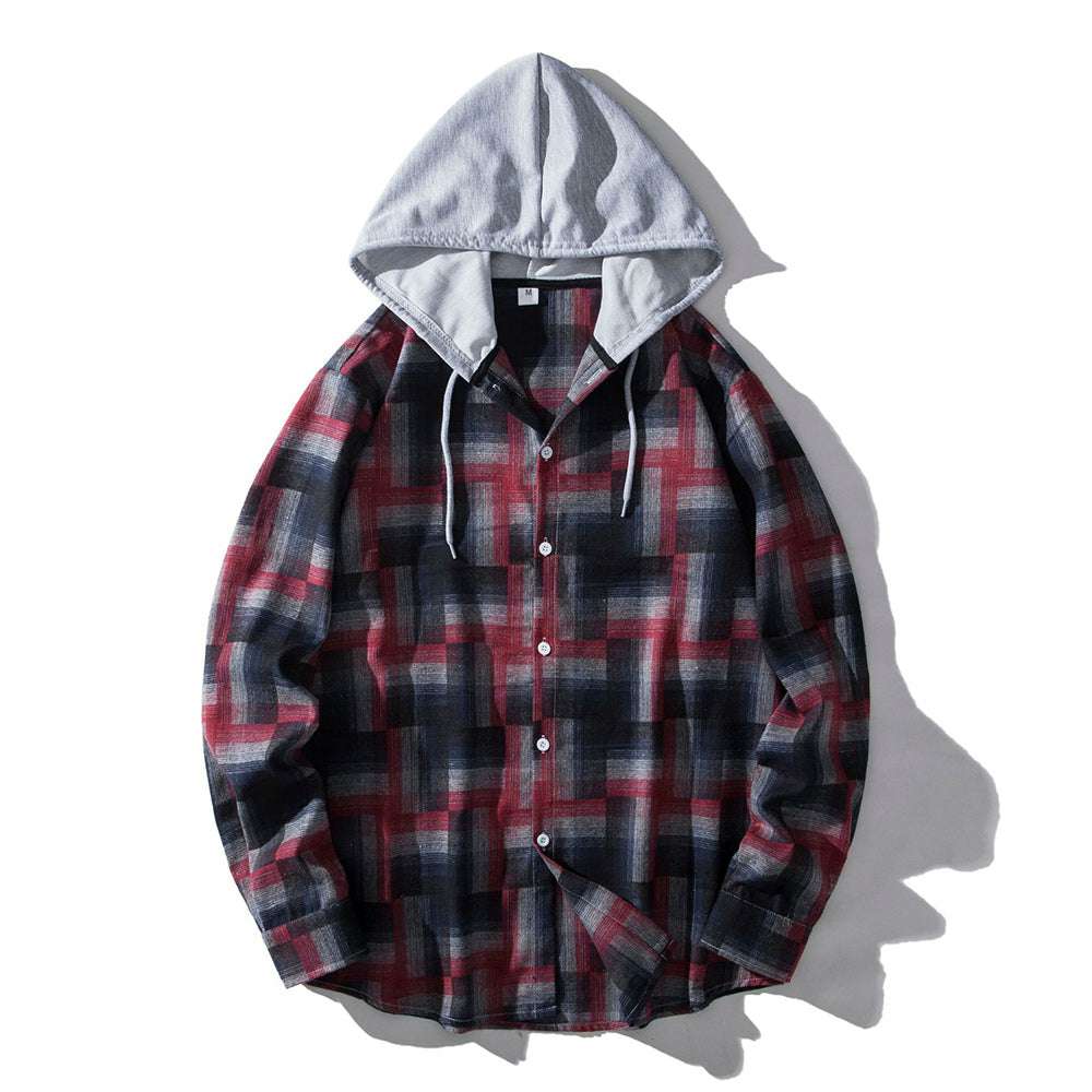 Men's Plaid Hooded Shirt P1245 Men's Plaid Hooded Shirt P1245