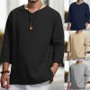 Men's new cotton and linen V-neck long-sleeved loose shirt Men's new cotton and linen V-neck long-sleeved loose shirt