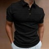 New waffle men's polo shirt short sleeve button down T-shirt top P1114