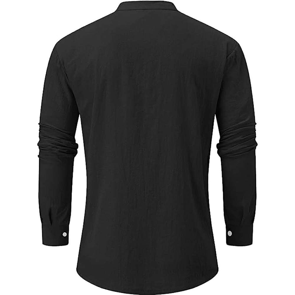 Men's Long Sleeve V Neck Casual Beach Linen Shirt Men's Long Sleeve V Neck Casual Beach Linen Shirt