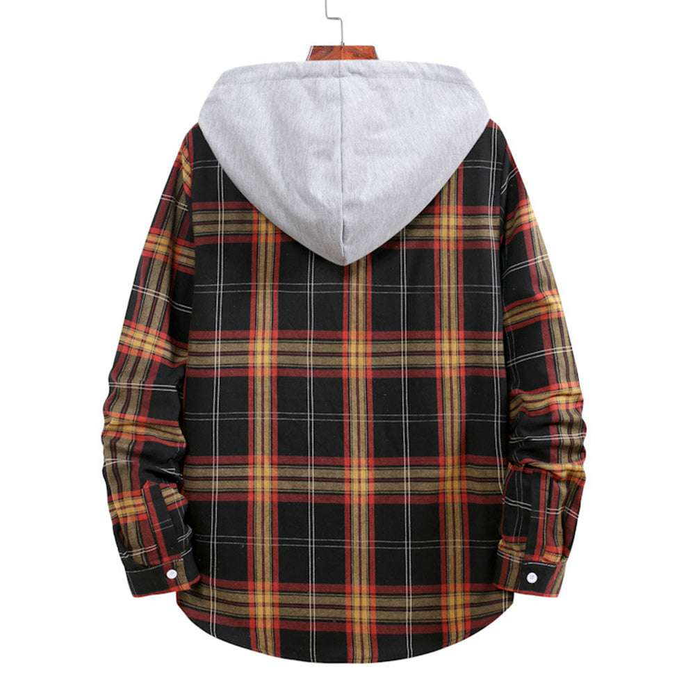 Men's Plaid Hooded Long Sleeve Shirt Jacket P1222 Men's Plaid Hooded Long Sleeve Shirt Jacket P1222