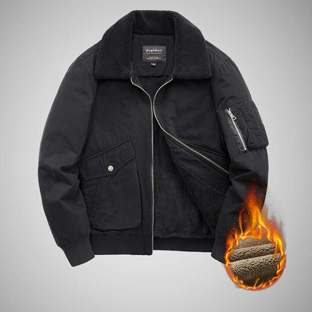 Men's lamb fleece Lapel Solid Color Jacket Men's lamb fleece Lapel Solid Color Jacket