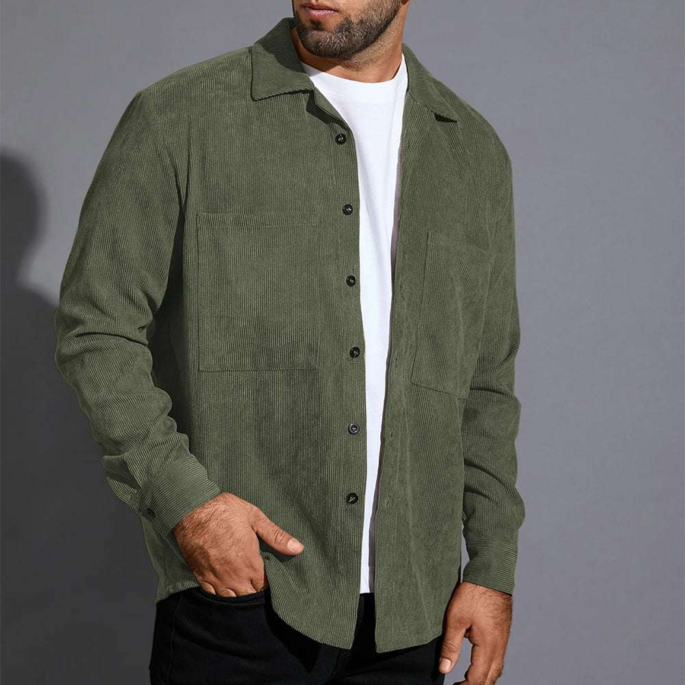 Men's Corduroy Pocket Solid Color Long Sleeve Shirt Men's Corduroy Pocket Solid Color Long Sleeve Shirt