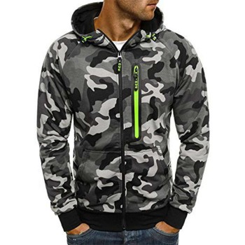 Men's camouflage hooded zipper cardigan sweater jacket P1209