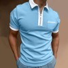 Fashion men's color block zip collar short sleeve polo shirt P1132 Fashion men's color block zip collar short sleeve polo shirt P1132