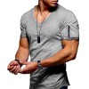 Men's Zipper Short Sleeve V-Neck T-Shirt