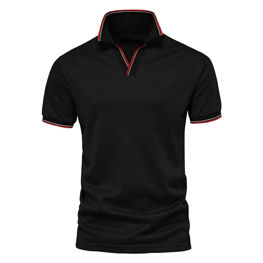 New solid color v-neck men's business POLO shirt casual short-sleeved P1024 New solid color v-neck men's business POLO shirt casual short-sleeved P1024