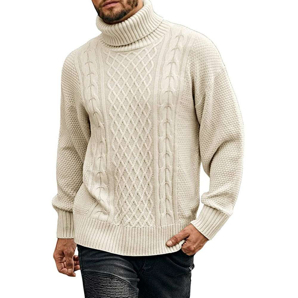 Men's Solid Color Long Sleeve Knit Turtleneck Sweater Men's Solid Color Long Sleeve Knit Turtleneck Sweater