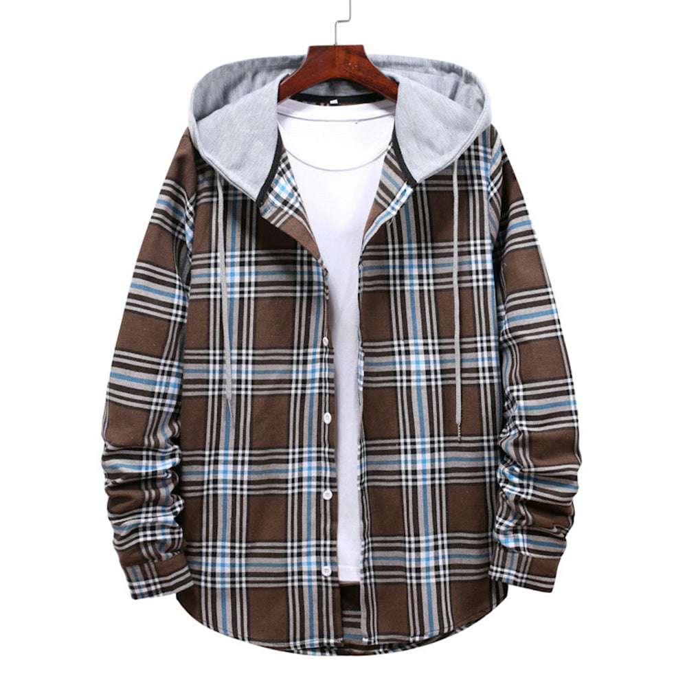 Men's Plaid Hooded Long Sleeve Shirt Jacket P1222 Men's Plaid Hooded Long Sleeve Shirt Jacket P1222