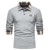New Men's Plaid Long Sleeve Color Matching Polo Shirt New Men's Plaid Long Sleeve Color Matching Polo Shirt