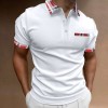 Men's short sleeve polo shirt with check and color block pattern P1043