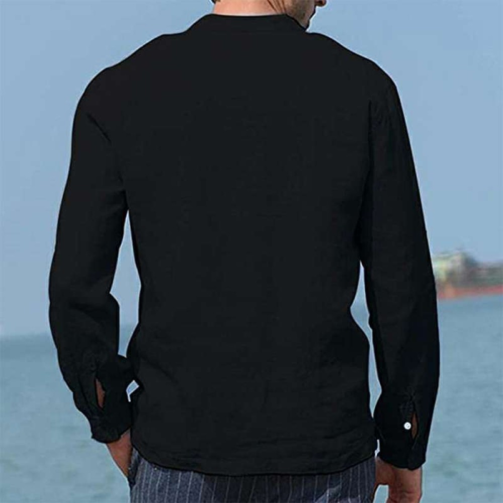 Men's Cotton Linen Casual Long Sleeve Shirt Pocket Loose Shirt Men's Cotton Linen Casual Long Sleeve Shirt Pocket Loose Shirt