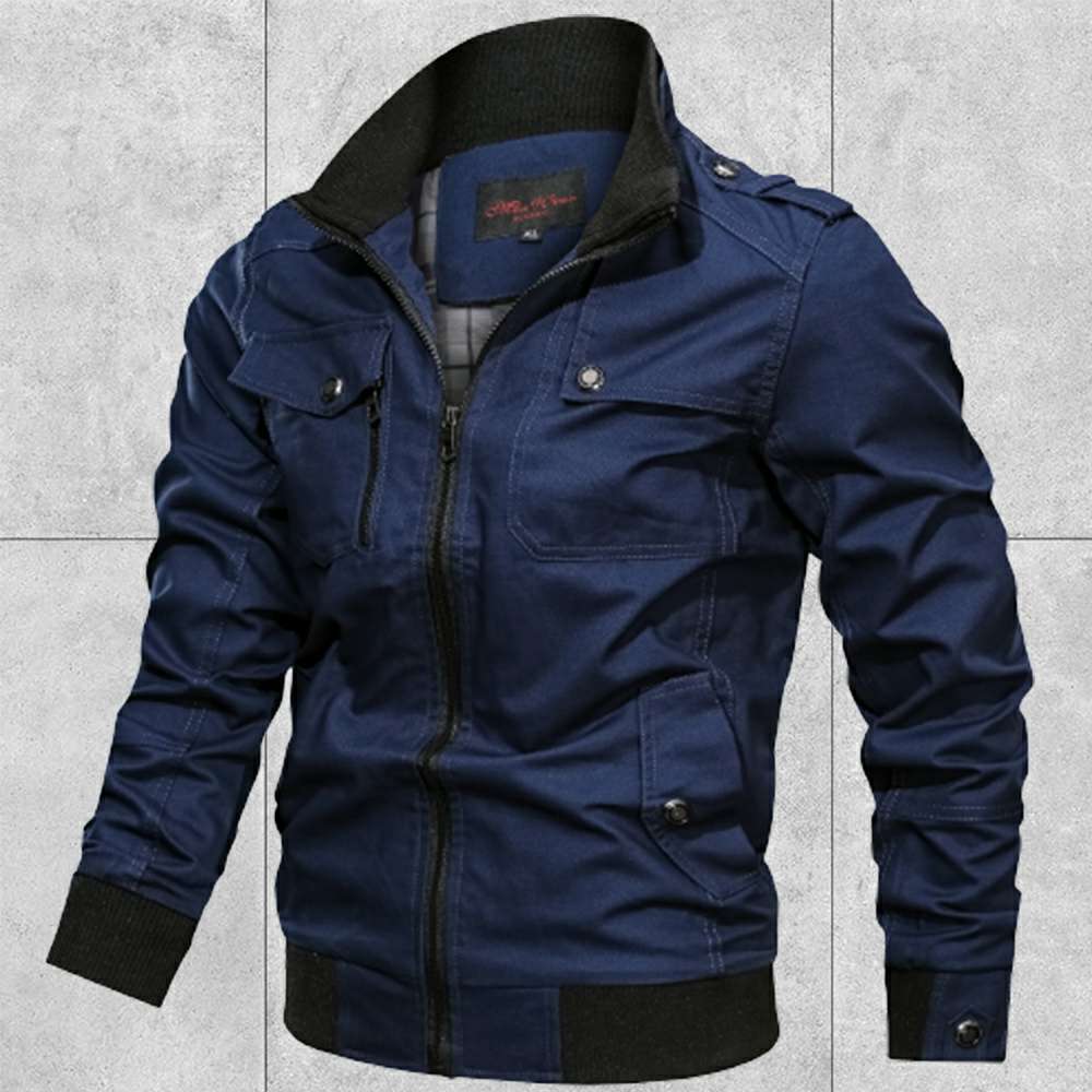 Men's Solid Color Pocket Stand Collar Jacket Men's Solid Color Pocket Stand Collar Jacket