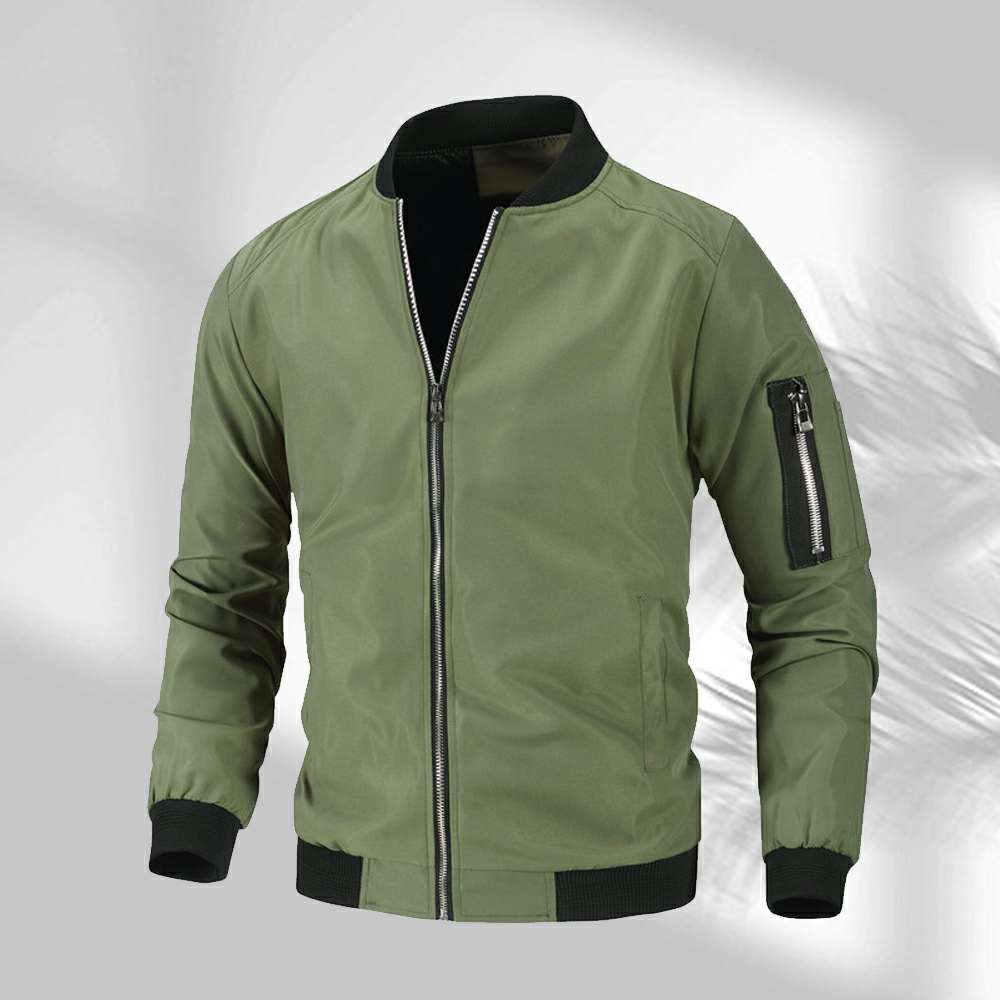 Men's Solid Color Stand Collar Casual Jacket