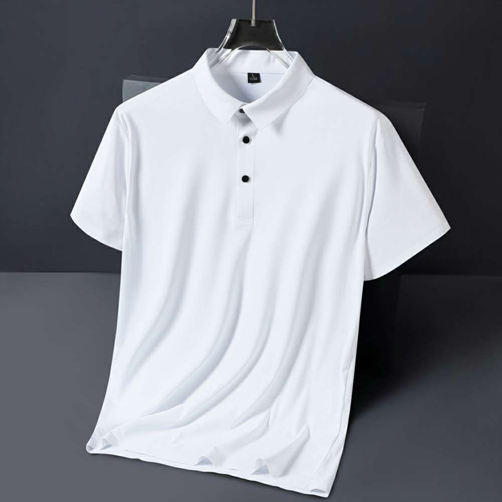 Summer new high-end men's ice silk seamless business short-sleeved lapel polo shirt Summer new high-end men's ice silk seamless business short-sleeved lapel polo shirt