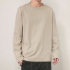 Men's basic solid color cotton round neck loose long-sleeved bottoming shirt