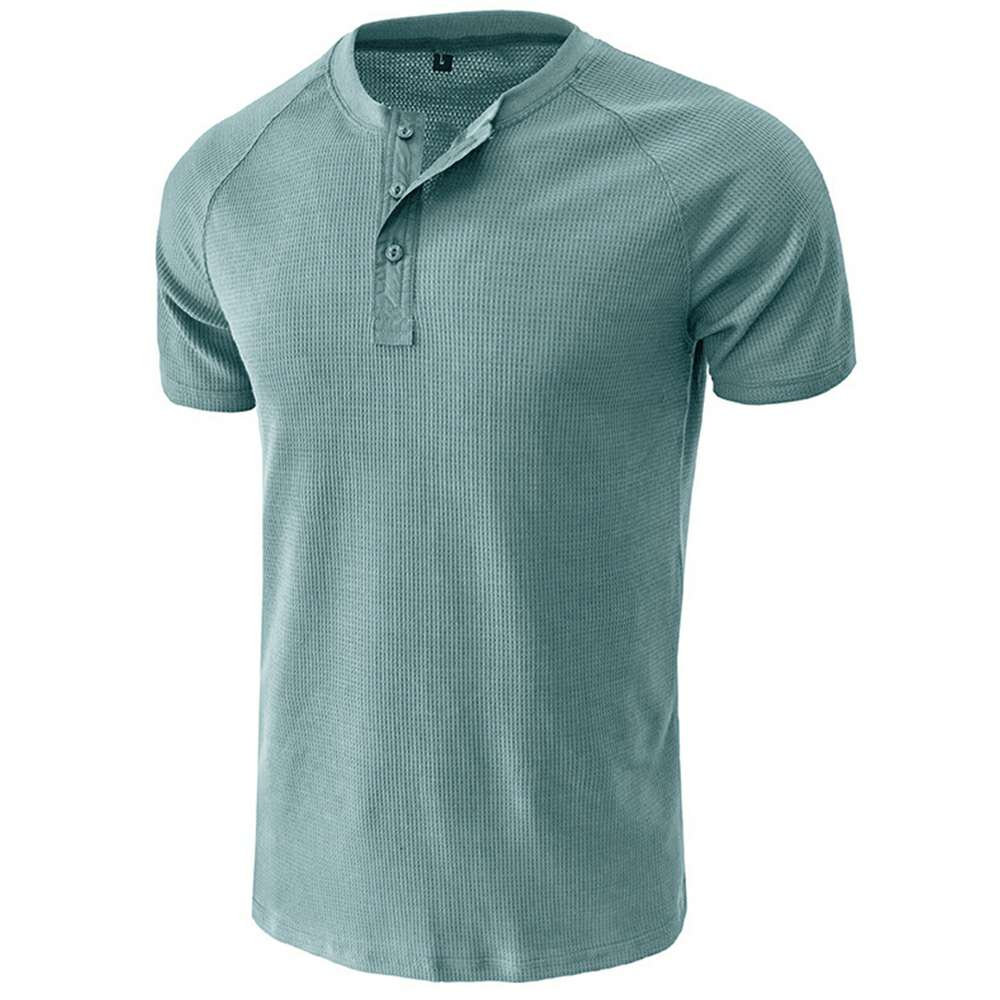Waffle Button Raglan Men's Short Sleeve