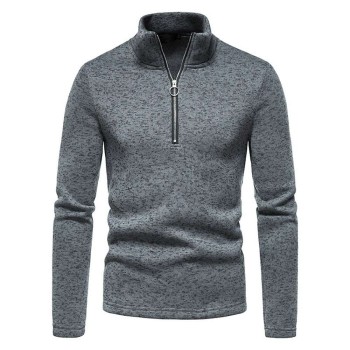 Men's Solid Color Zip Turtleneck Standing Collar Sweater P1174