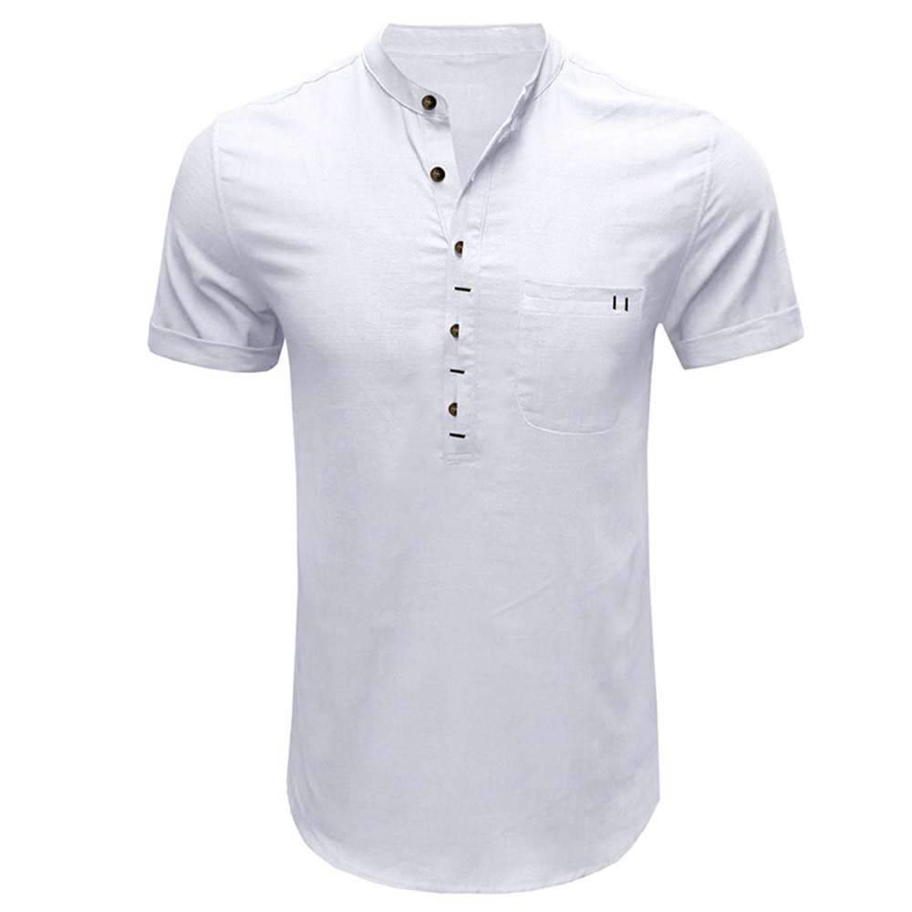 Solid Color Henley Collar Short Sleeve Shirt Solid Color Henley Collar Short Sleeve Shirt