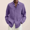 New loose solid color cotton and linen shirt for men New loose solid color cotton and linen shirt for men