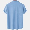 Solid color double pocket linen short sleeve shirt for men Solid color double pocket linen short sleeve shirt for men