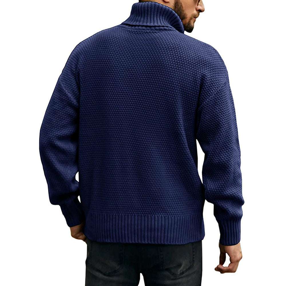 Men's Solid Color Long Sleeve Knit Turtleneck Sweater Men's Solid Color Long Sleeve Knit Turtleneck Sweater