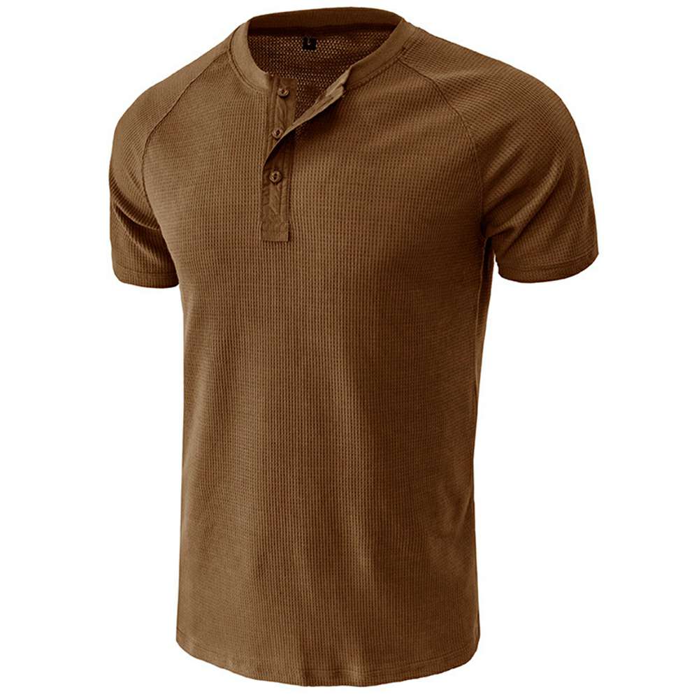 Waffle Button Raglan Men's Short Sleeve