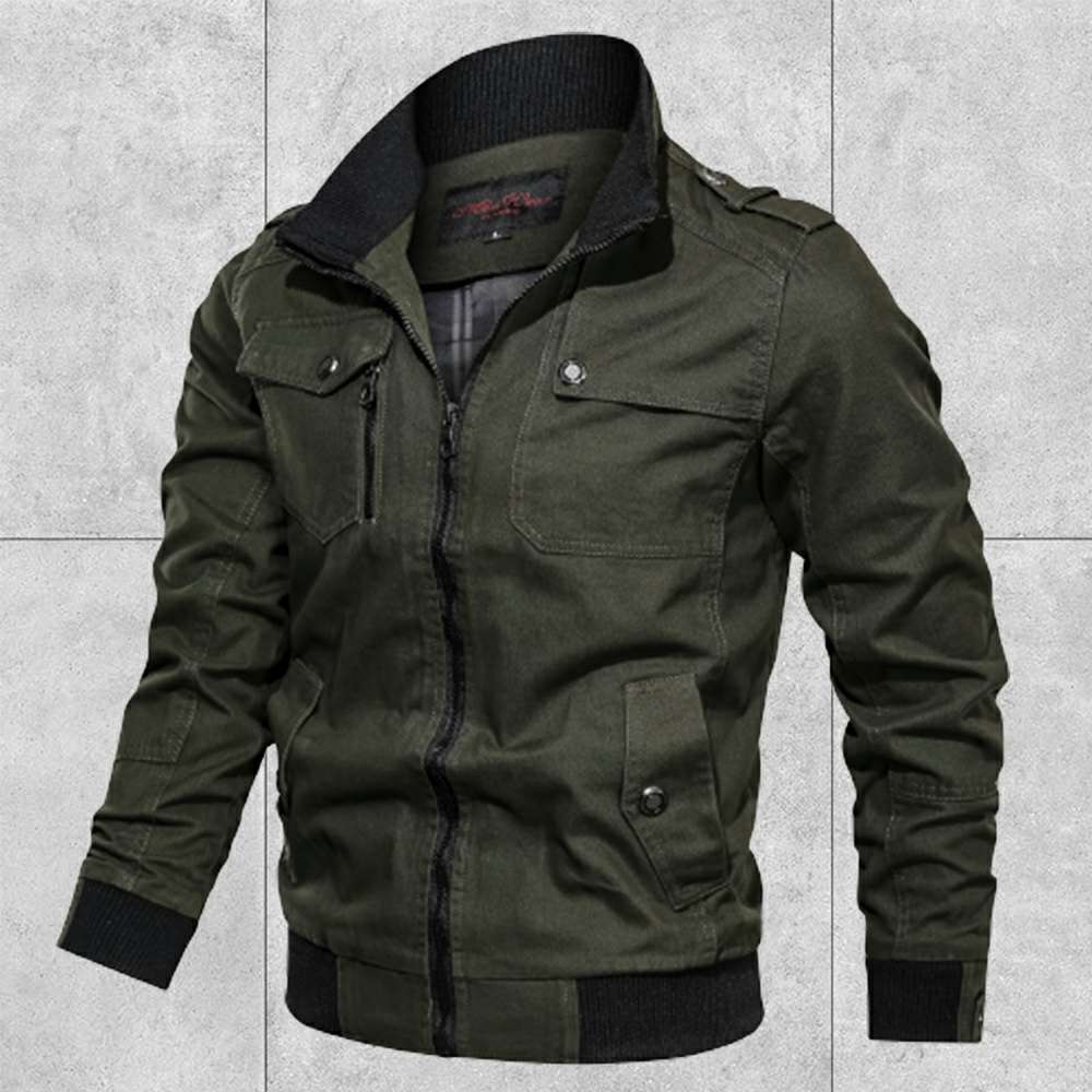 Men's Solid Color Pocket Stand Collar Jacket Men's Solid Color Pocket Stand Collar Jacket