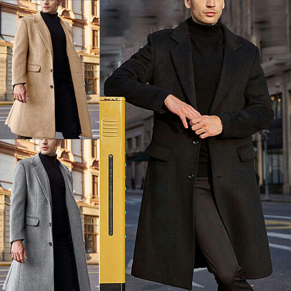 Men's Business Solid Color Casual British Style Coat