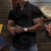 Men's Summer Breathable Solid Color Short Sleeve Zipper Waffle Polo Shirt P1104 Men's Summer Breathable Solid Color Short Sleeve Zipper Waffle Polo Shirt P1104