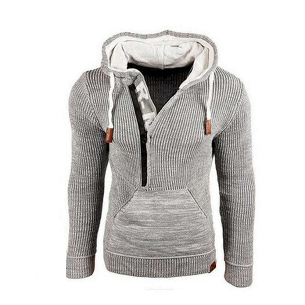 Men's Thermal Long Sleeve Hooded Drawstring Sweatshirt P1184