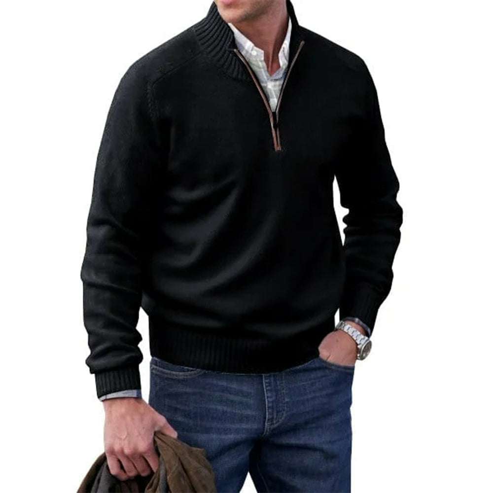 Men's Fashion Stand Collar Zipper Thermal Sweater