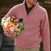 Men's Casual Comfortable V-Neck Zip Up Early Autumn Sweater