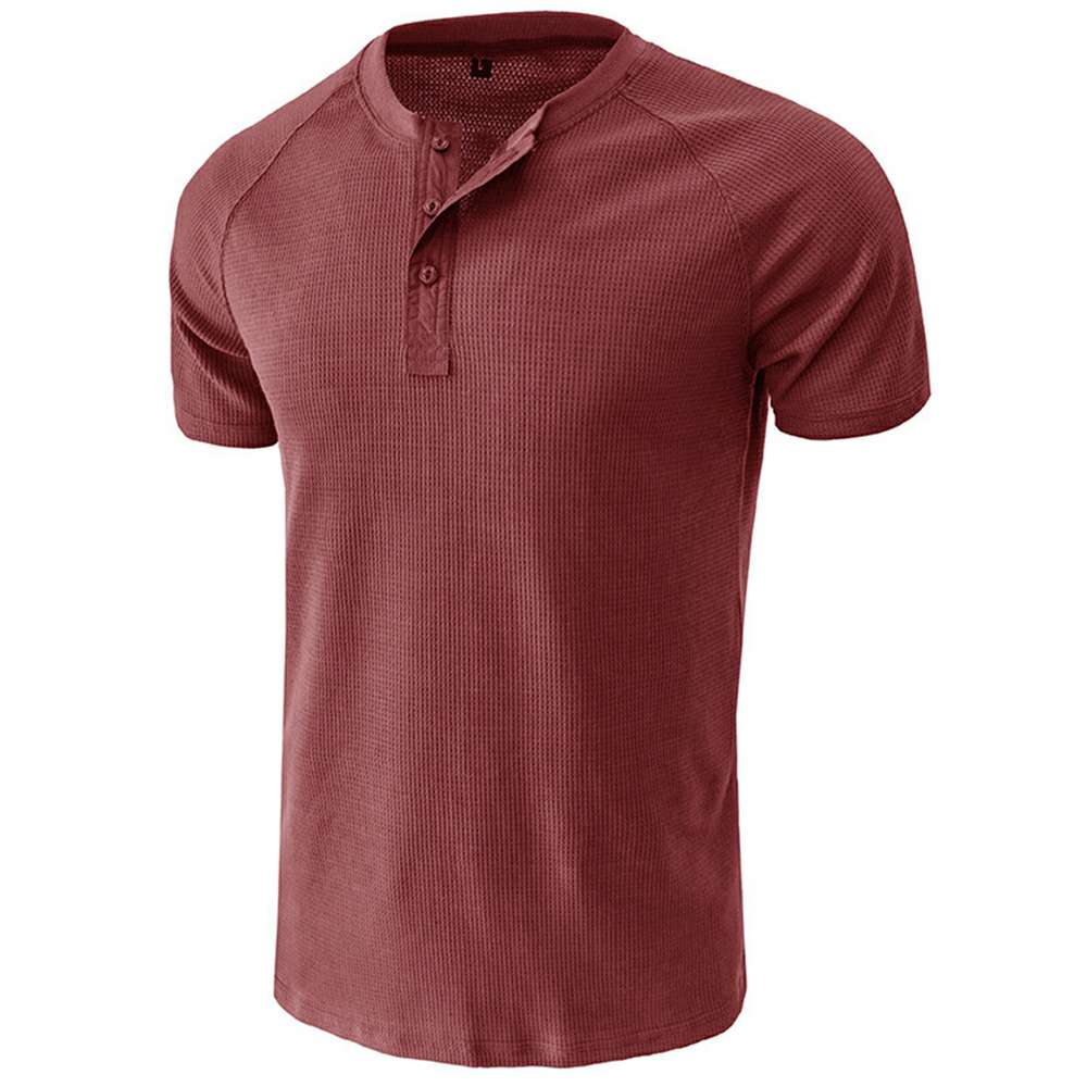 Waffle Button Raglan Men's Short Sleeve