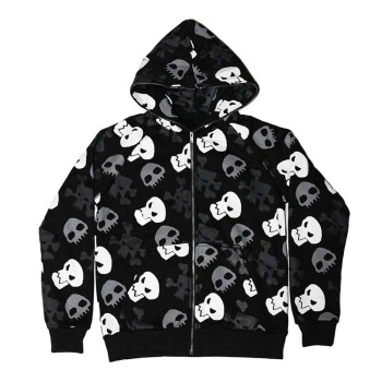 Men's Skull Print Oversized Hooded Sweatshirt P1211