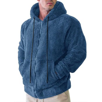 Men's plush cardigan hooded jacket