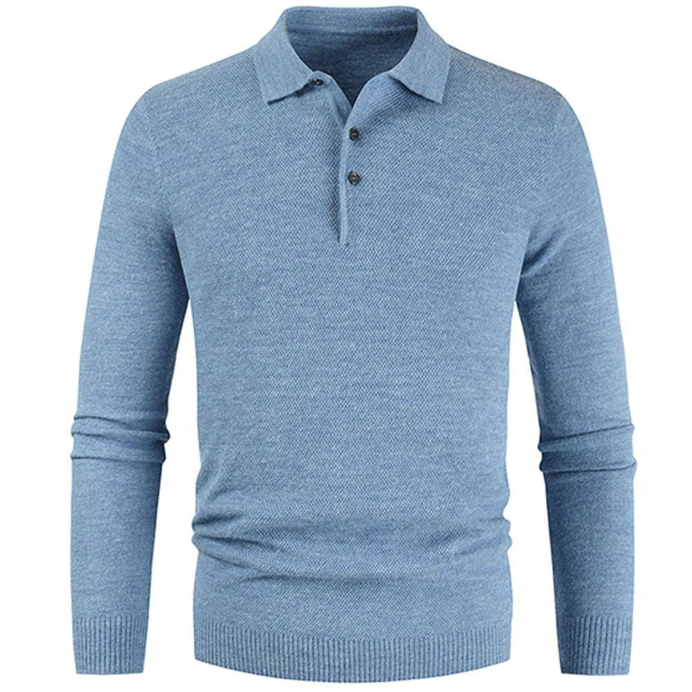 Men's Button Lapel Solid Color Slim Knitted Base Layer Shirt P1134 Men's Button Lapel Solid Color Slim Knitted Base Layer Shirt P1134