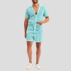 Summer new men's hollow icy breathable casual thin short-sleeved shorts suit Summer new men's hollow icy breathable casual thin short-sleeved shorts suit