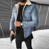 New winter lambswool style thickened denim jacket for men